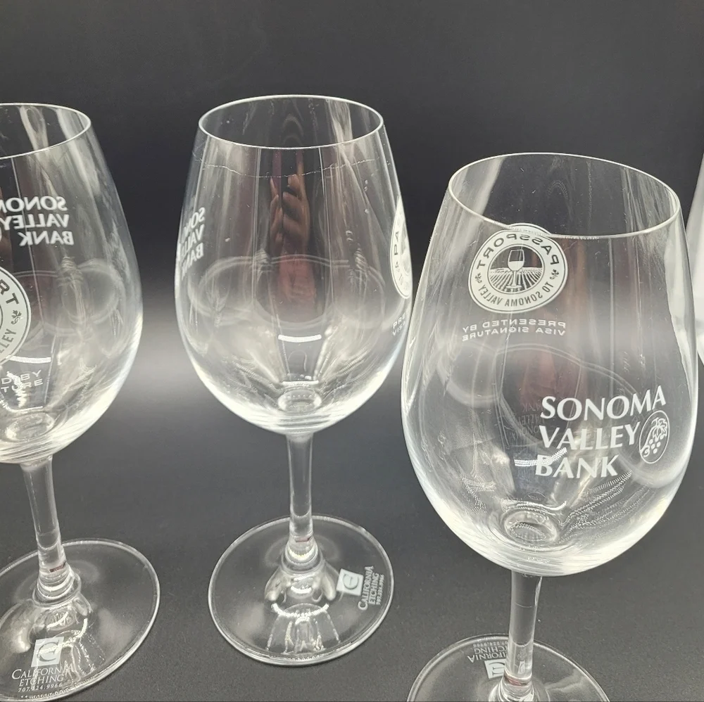 Sonoma Valley Bank Wine Glasses Etched Set of 4​​​ - Picture 4 of 9